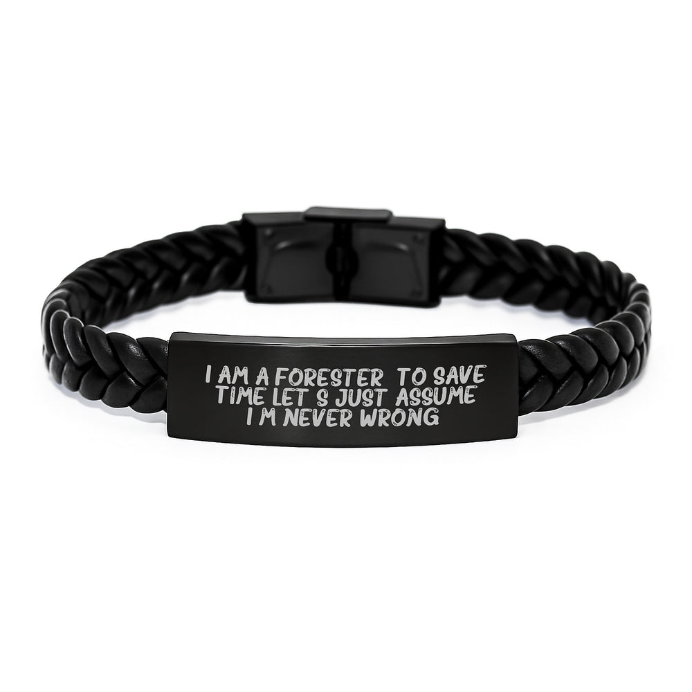 Forester Humor Interlaced Leather Bracelet, Funny Quote Gifts from Men to Forester Friends, Unique Graduation Gifts for Forester Men - Image 1