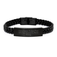 Load image into Gallery viewer, Funny Janitor Gifts, Interlaced Leather Bracelet for Men, &#39;I&#39;m Never Wrong&#39; Quote, Unique Christmas Unique Gifts from Family - Image 1
