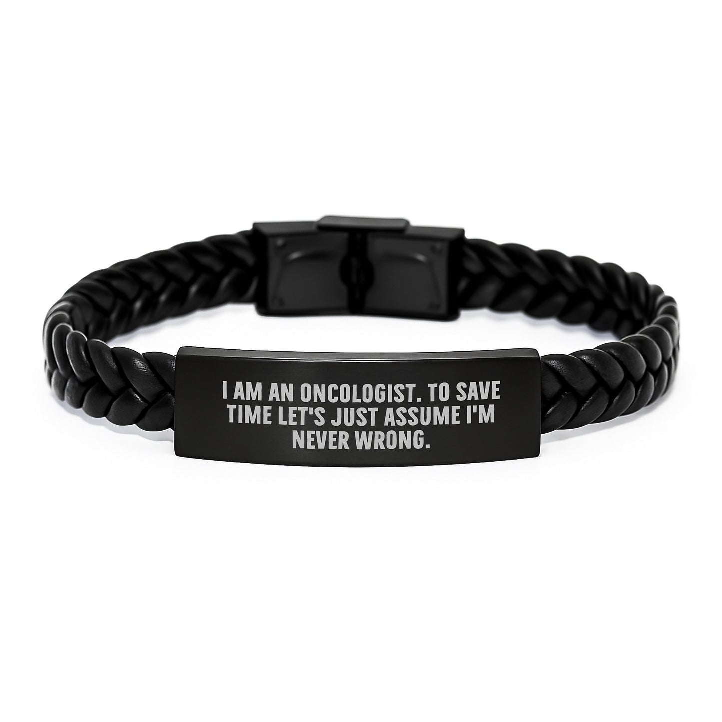 Funny Oncologist Gifts for Him, Interlaced Leather Bracelet Men's Christmas Unique Presents from Family, Friends, or Coworkers - Image 1