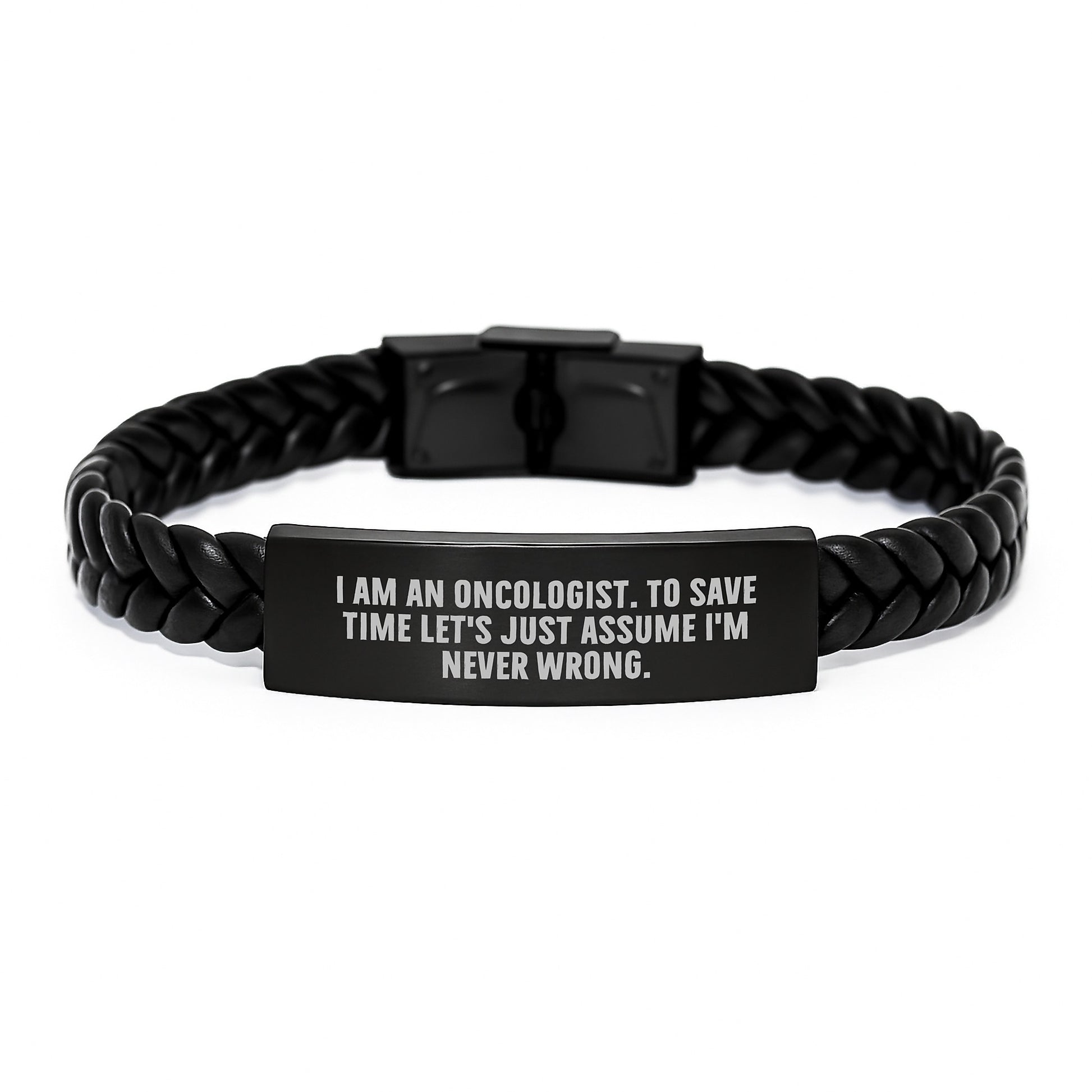 Funny Oncologist Gifts for Him, Interlaced Leather Bracelet Men's Christmas Unique Presents from Family, Friends, or Coworkers - Image 1