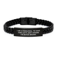 Load image into Gallery viewer, Funny Paralegal Gifts, Paralegal Humor Interlaced Leather Bracelets, Gifts from Men, Gifts for Paralegal, Unique Christmas Unique Gifts - Image 1
