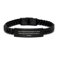 Load image into Gallery viewer, Funny School Psychologist Interlaced Leather Bracelet Gifts for School Psychologist Friends and Coworkers - Christmas Unique Presents from Men and Women - Image 1
