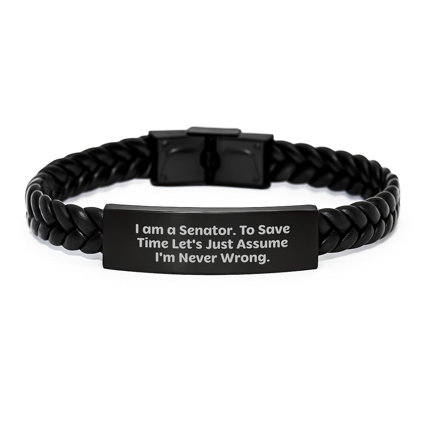 Funny Quote Senator Men Gifts, Interlaced Leather Bracelet for Men, Christmas Unique Presents, Gifts from Friends to Senator - Image 1