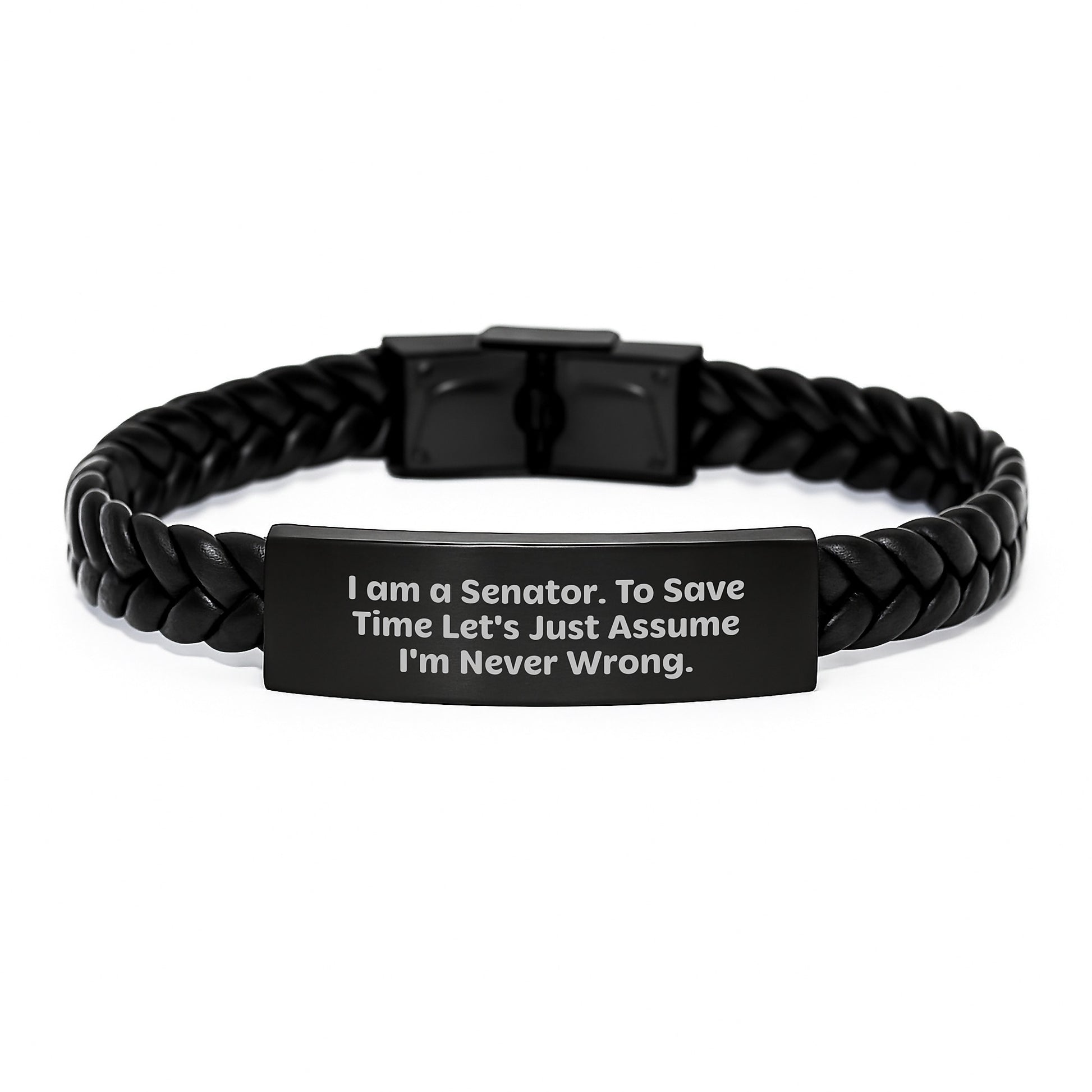 Funny Quote Senator Men Gifts, Interlaced Leather Bracelet for Men, Christmas Unique Presents, Gifts from Friends to Senator - Image 1