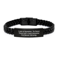 Load image into Gallery viewer, Funny Quote Senator Men Gifts, Interlaced Leather Bracelet for Men, Christmas Unique Presents, Gifts from Friends to Senator - Image 1
