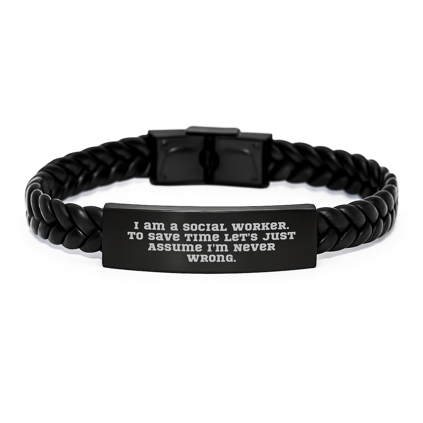 Social Worker Gifts Funny Interlaced Leather Bracelet Birthday Unique Ideas from Friends to Social Worker - Image 1