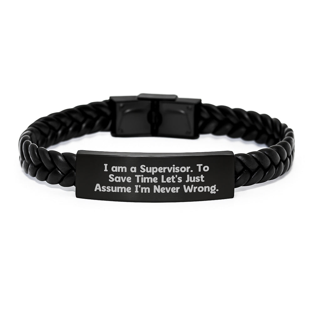 Funny Supervisor Gifts, Interlaced Leather Bracelet for Men, Women, Coworkers, Friends, Unique Christmas Memorable Presents from Boss, Supervisor - Image 1