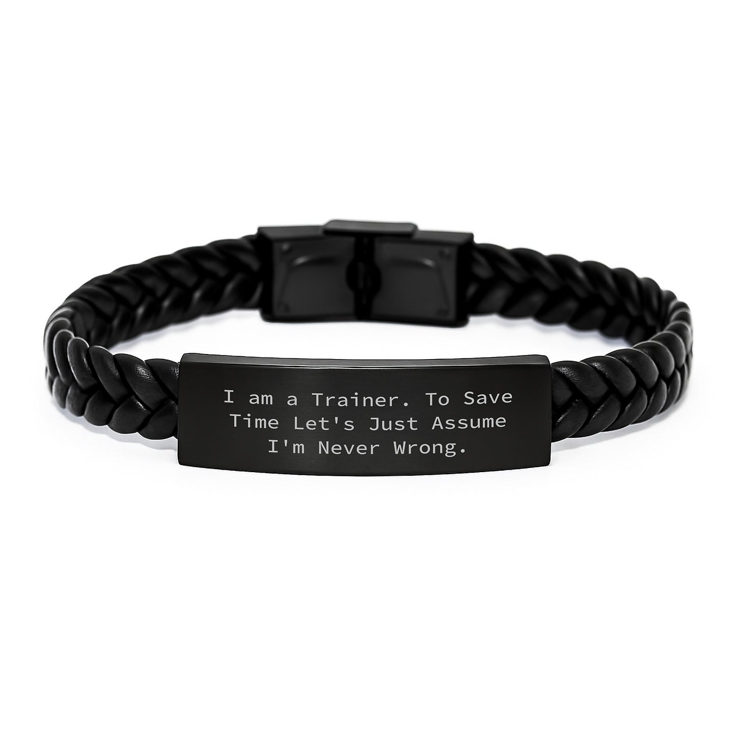 Funny Trainer Gifts from Men, Valentine's Unique Gifts for Trainers, Interlaced Leather Bracelet for Trainers with Inspirational Quote - Image 1