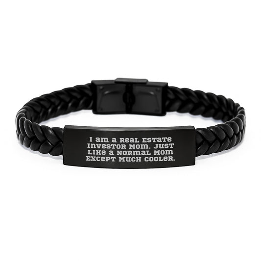 Real Estate Investor Mom Gifts - Interlaced Leather Bracelet, Funny Quote, Graduation Unique Gifts from Family to Real Estate Investor Men - Image 1