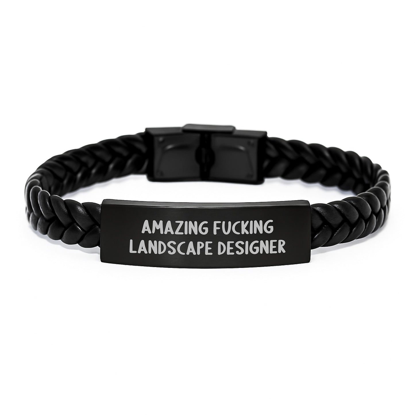 Funny Quote Gifts from Friends for Landscape Designer Birthday Unique Interlaced Leather Bracelet, Stainless Steel and PU Leather Combo, 7.87 inches Long - Image 1