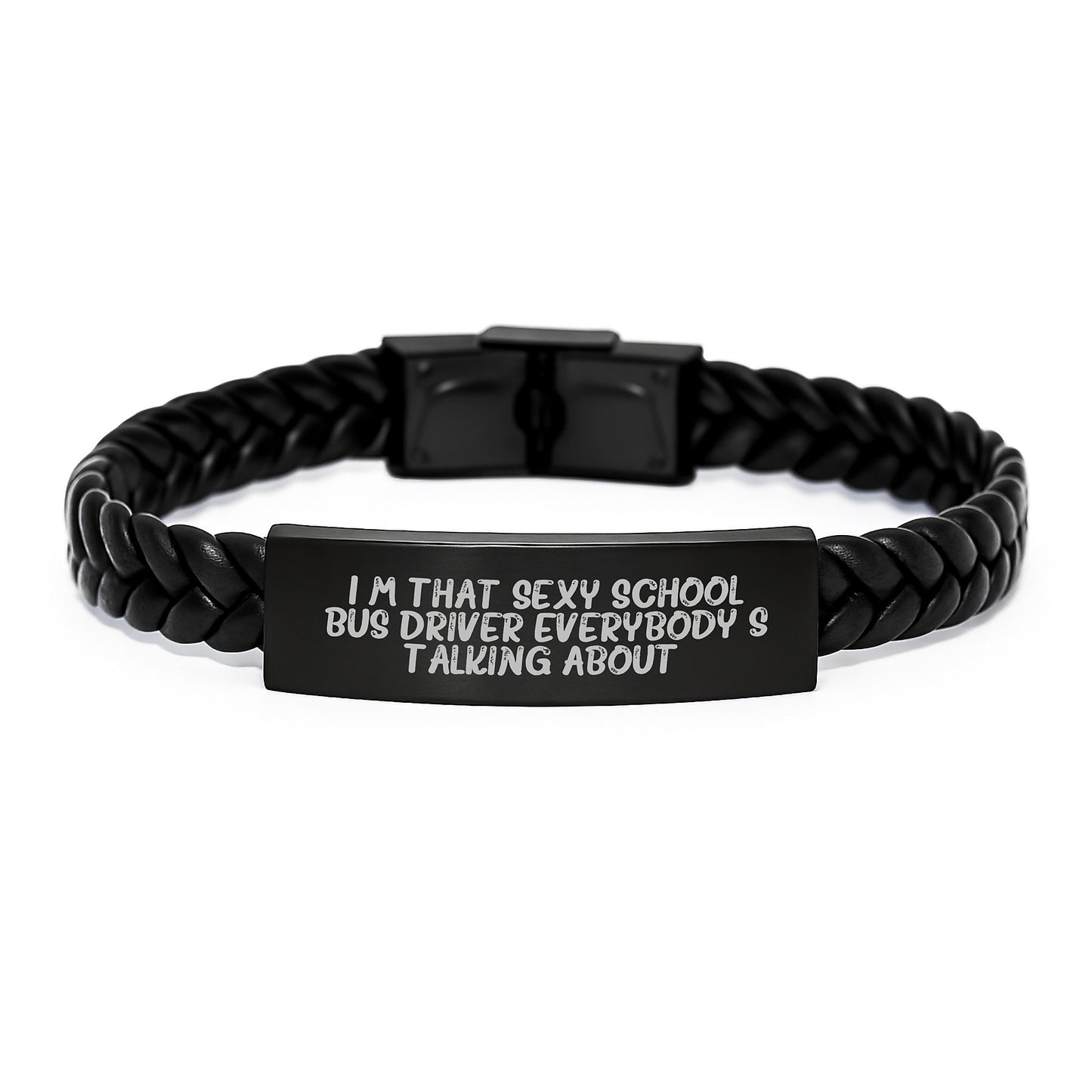 Funny School Bus Driver Quote Interlaced Leather Bracelet Gifts from Men for School Bus Driver - Mother's Day Unique Gifts for School Bus Drivers - Image 1