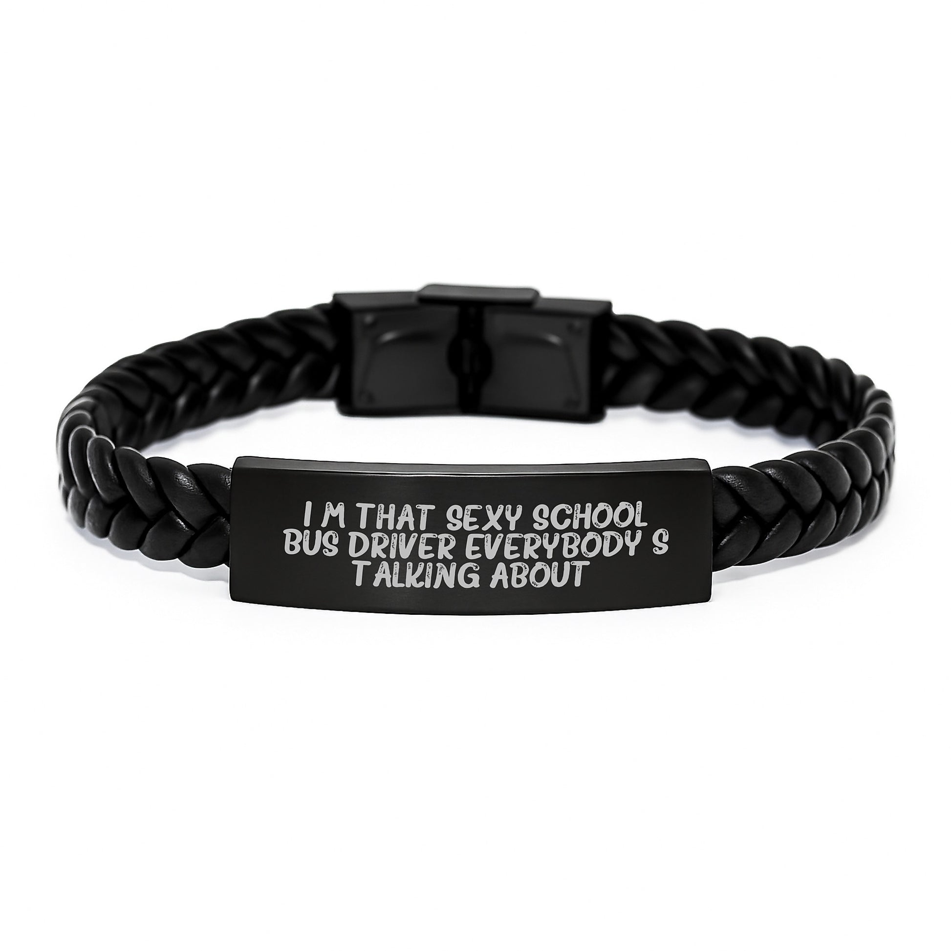 Funny School Bus Driver Quote Interlaced Leather Bracelet Gifts from Men for School Bus Driver - Mother's Day Unique Gifts for School Bus Drivers - Image 1