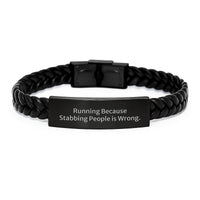 Load image into Gallery viewer, Funny Running Inspirational Interlaced Leather Bracelet Valentine's Unique Gifts for Running Men from Friends - Image 1

