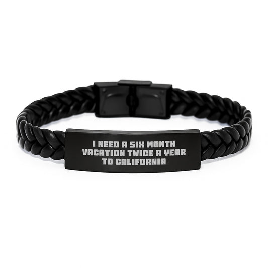 California Interlaced Leather Bracelets Funny Quote - Gifts for California Lovers from Men - Mothers Day Unique Gifts for Women - Image 1