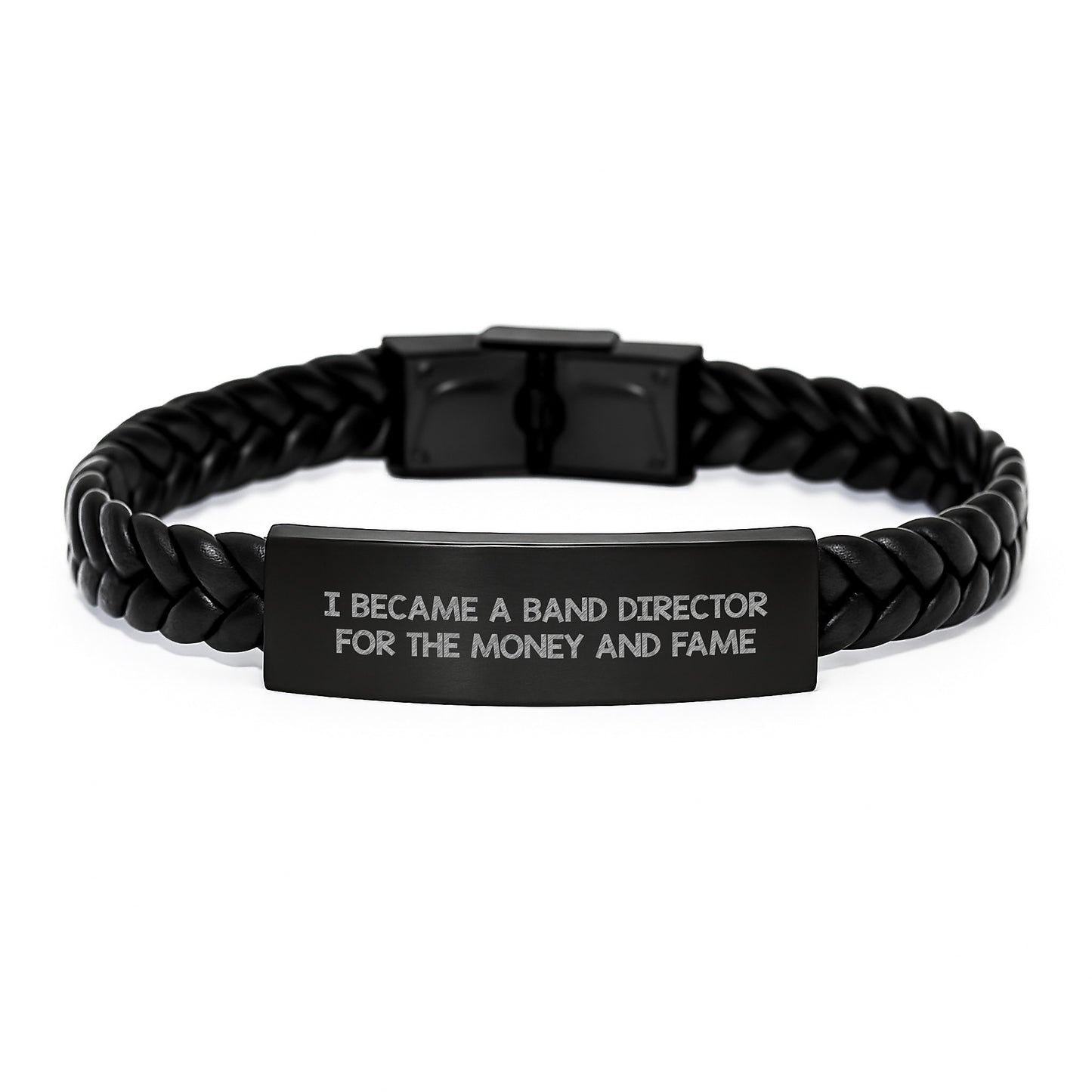 Funny Band Director Gifts for Father's Day, Interlaced Leather Bracelet with Stainless Steel Engraved, Gifts from Family for Band Director Husband, Unique Band Director Men's Accessory - Image 1