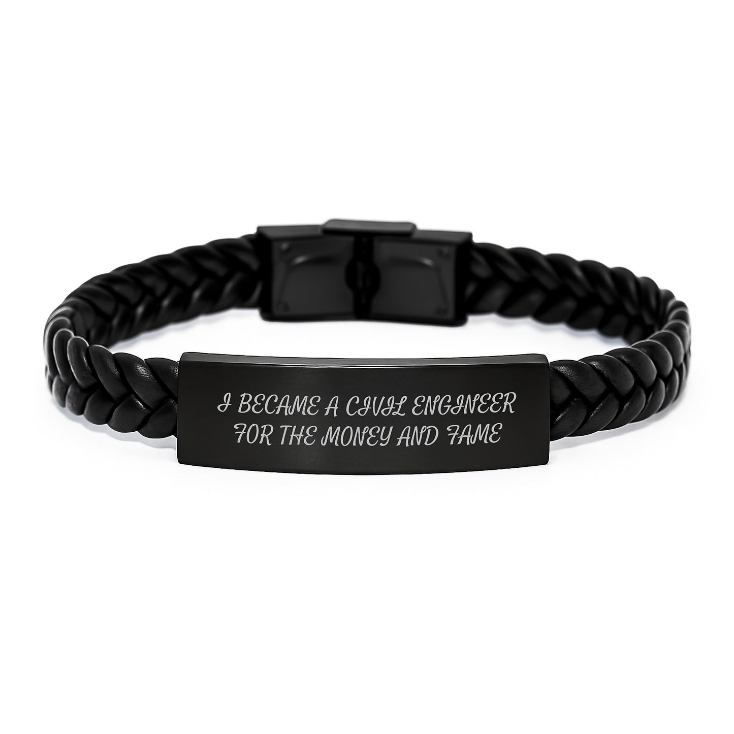 Civil Engineer Gifts Interlaced Leather Bracelet for 'I Became A Civil Engineer For The Money And Fame' Funny Quote Mother's Day Unique Gifts from Men, Civil Engineer, Women, Friends, Family - Image 1