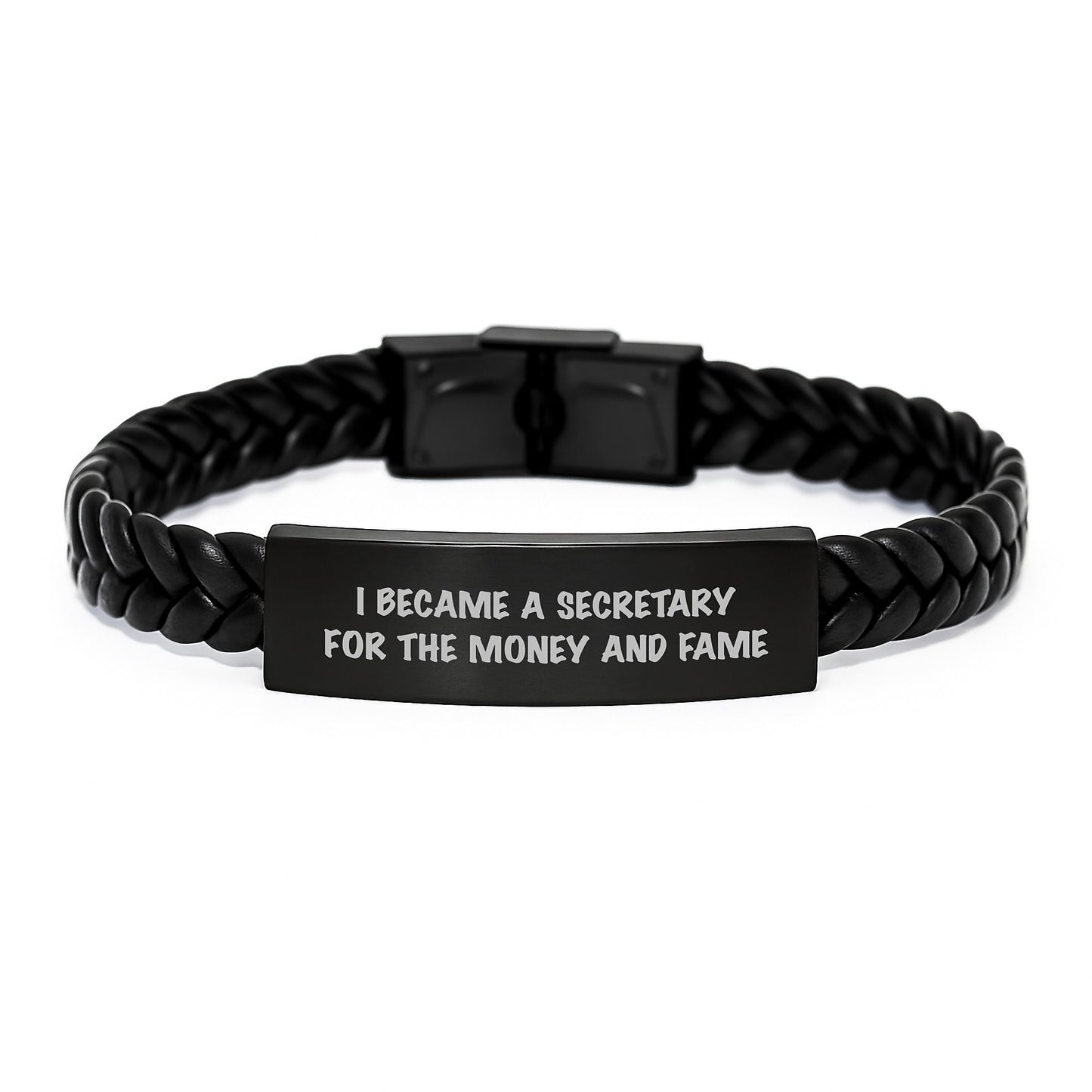 Funny Inspirational Secretary Gifts for Women, Interlaced Leather Bracelet with Engraved Stainless Steel, Perfect Secretary Mother's Day Unique Gift from Family - Image 1