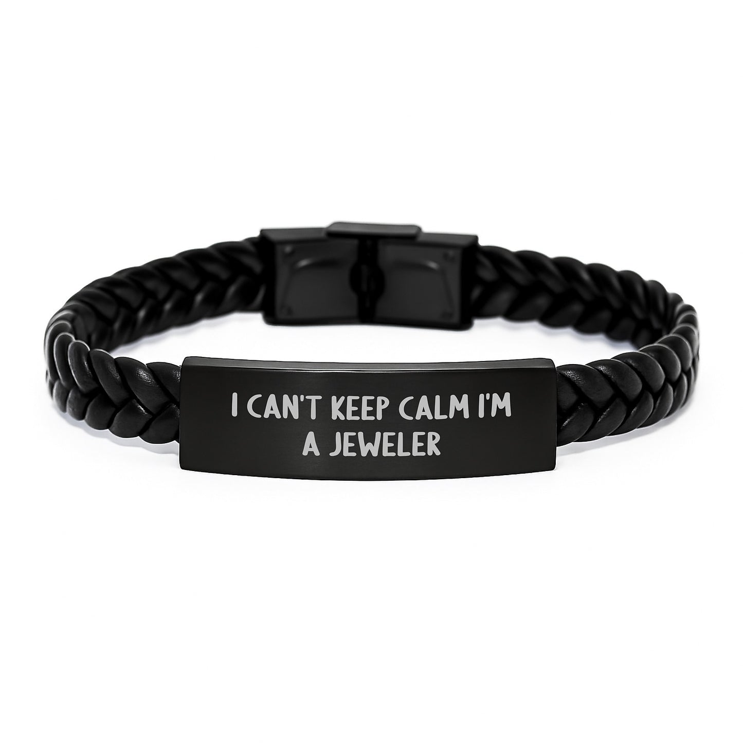 Funny Jewelry Gifts from Friends - I'm a Jeweler Interlaced Leather Bracelet for Men on Mother's Day Unique - Image 1