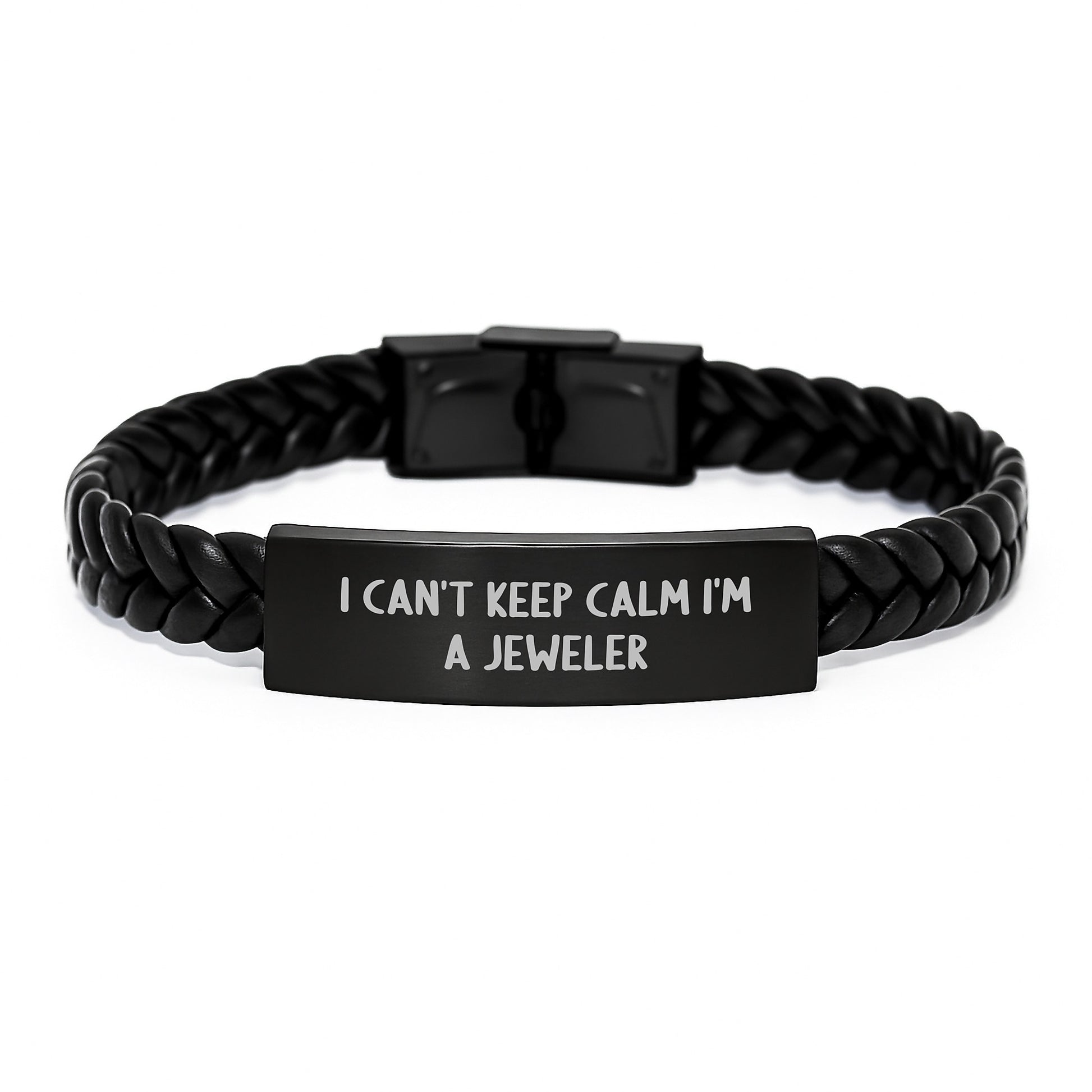 Funny Jewelry Gifts from Friends - I'm a Jeweler Interlaced Leather Bracelet for Men on Mother's Day Unique - Image 1