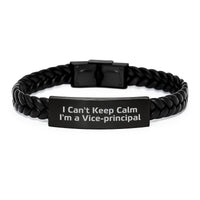 Load image into Gallery viewer, Funny Vice-principal Gifts for Men, &#39;I Can&#39;t Keep Calm I&#39;m A Vice-principal&#39; Interlaced Leather Bracelet - Christmas Unique Gifts from Friends - Vice-principal Accessory - Image 1
