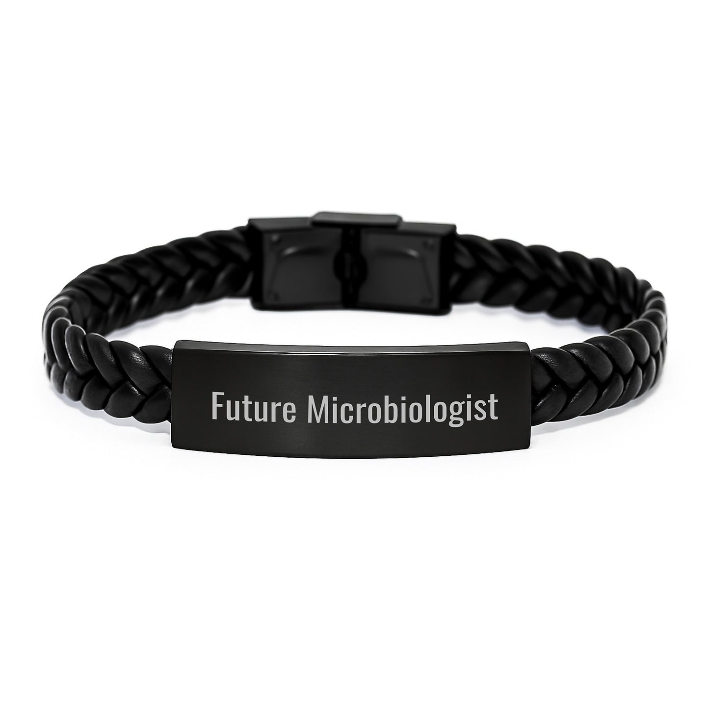 Future Microbiologist Gifts from Friends - Valentine's Unique Microbiologist Interlaced Leather Bracelet with Stainless Steel - Image 1
