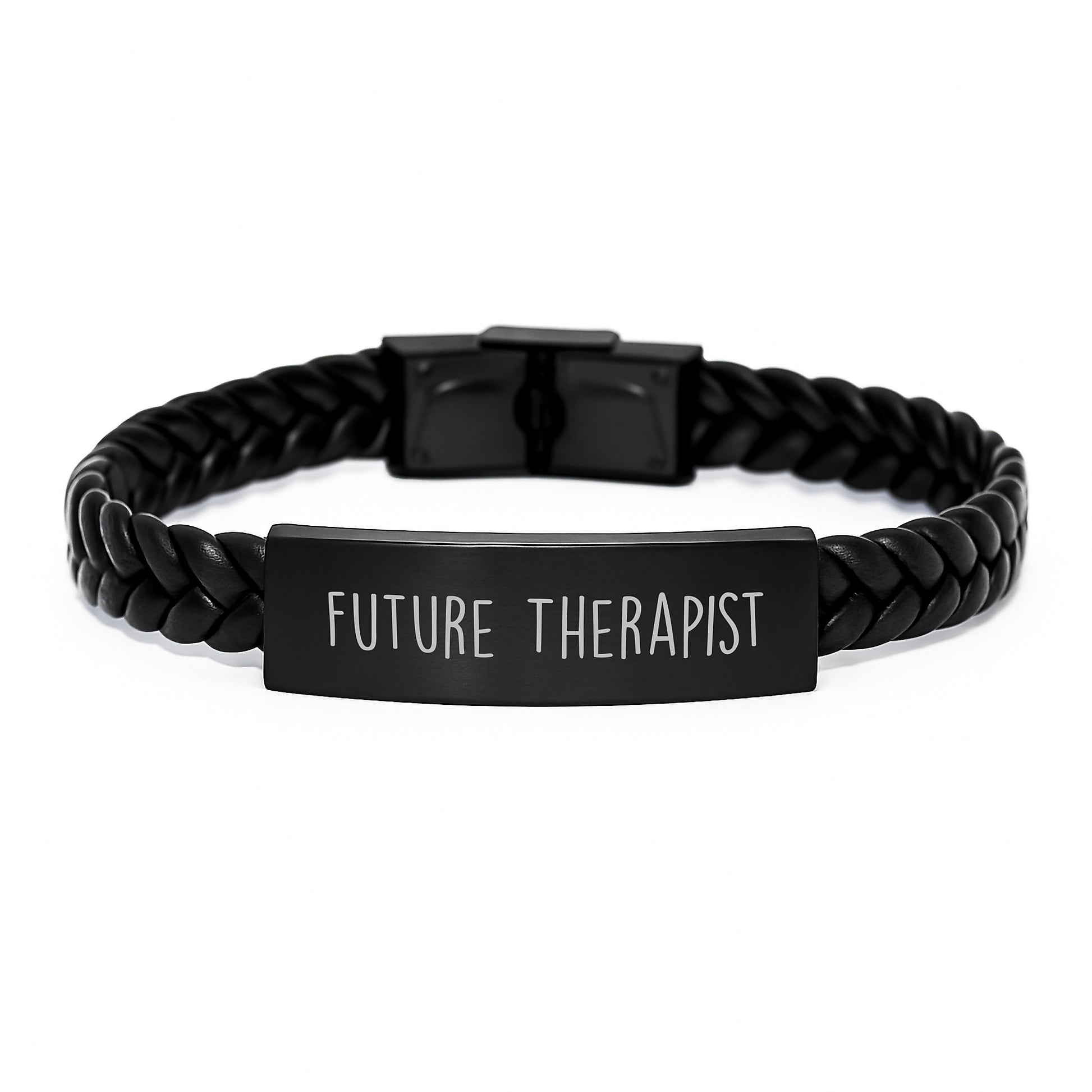 Inspiring Future Therapist Gifts from Friends, Unique Interlaced Leather Bracelet for Graduation, Funny Quote 'The future belongs to those who believe in the beauty of their dreams' - Image 1