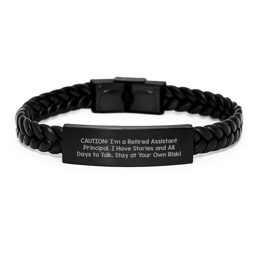 Assistant Principal Keepsake Leather Bracelet for Him Graduation Gift - Image 1