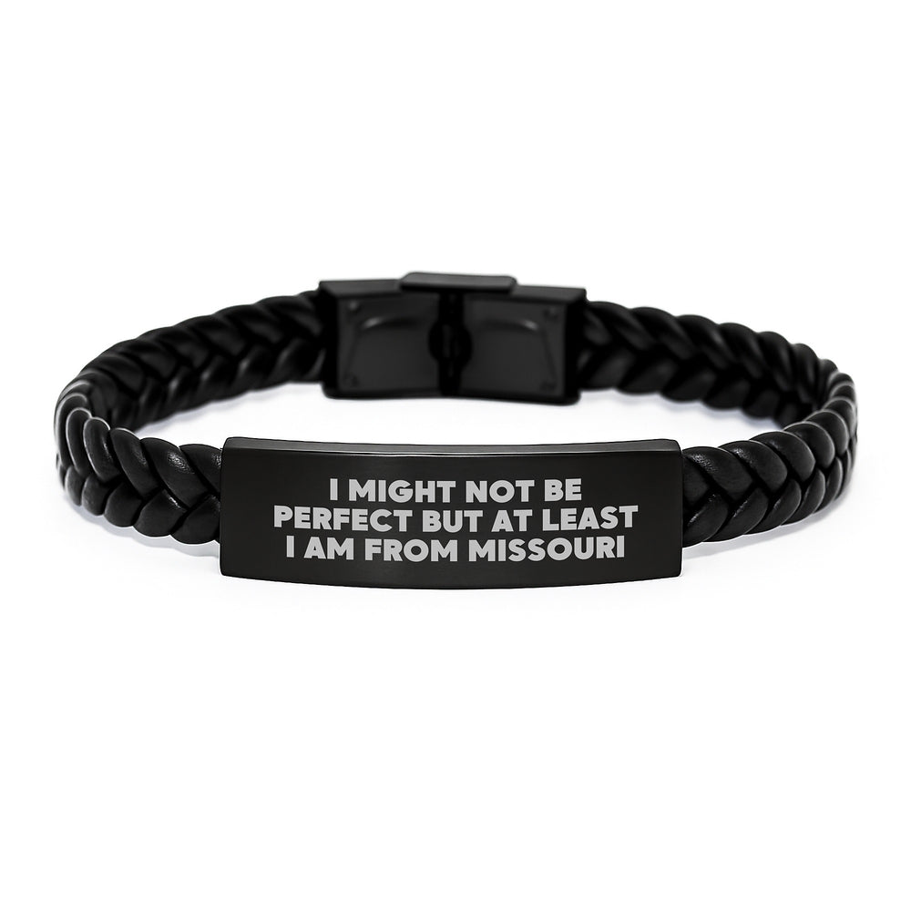 Gifts from Friends and Family for Missouri Lovers - Funny Quote, Interlaced Leather Bracelet with Stainless Steel and PU Leather, Christmas Unique Gifts - Image 1