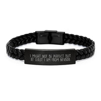 Load image into Gallery viewer, Nevada Proud Interlaced Leather Bracelet, Funny Quote &#39;I Might Not Be Perfect But At Least I Am From Nevada&#39; Gifts for Men from Friends, Christmas Unique Gifts - Image 1
