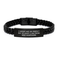 Load image into Gallery viewer, New Hampshire Inspired Interlaced Leather Bracelet Gifts from Friends and Family for Men and Women - I Might Not Be Perfect But At Least I Am From New Hampshire - Image 1
