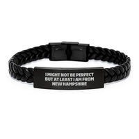Load image into Gallery viewer, New Hampshire Inspirational Interlaced Leather Bracelets Gifts from Friends and Family for Men Women - I Might Not Be Perfect But At Least I Am From New Hampshire - Image 1
