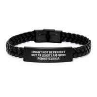 Load image into Gallery viewer, Pennsylvania Proud Interlaced Leather Bracelet, Funny Quote Gifts from Family to Friends for Graduation - Image 1
