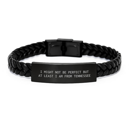 Tennessee Inspired Interlaced Leather Bracelet, Funny Quote, Gifts for Men from Tennessee, Unique Graduation Gifts - Image 1