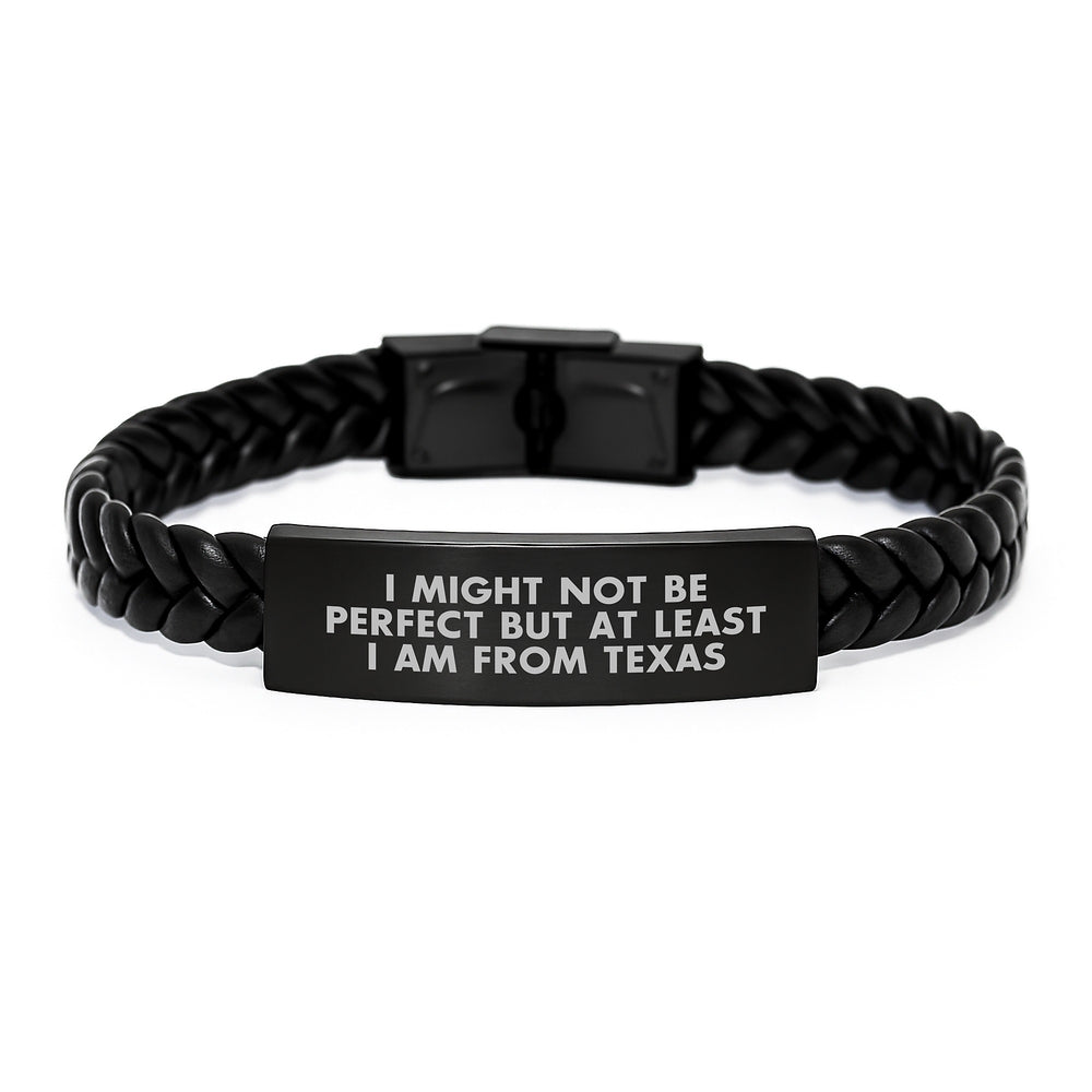 Texas Interlaced Leather Bracelet with Funny Quote, Gifts from Texas Friends to Texas Graduates, Funny Graduation Gifts for Texas Men and Women - Image 1