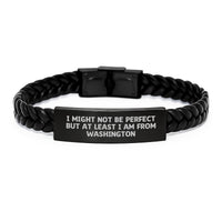 Load image into Gallery viewer, Washington Gifts, Inspirational Quote Interlaced Leather Bracelet, Funny Quote Jewelry for Graduation, Gifts from Washington for Women - I Might Not Be Perfect But At Least I Am From Washington - Image 1
