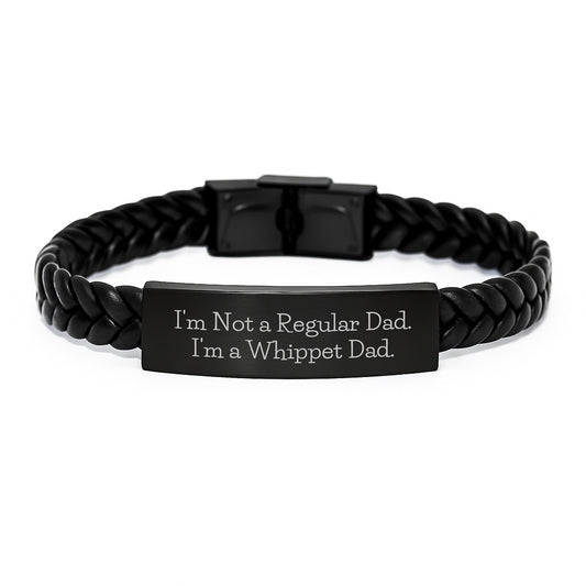 Funny Whippet Dog Gifts for Dad - Unique Men's Interlaced Leather Bracelet Valentine's Unique Gifts from Dad to Whippet Dad - Image 1