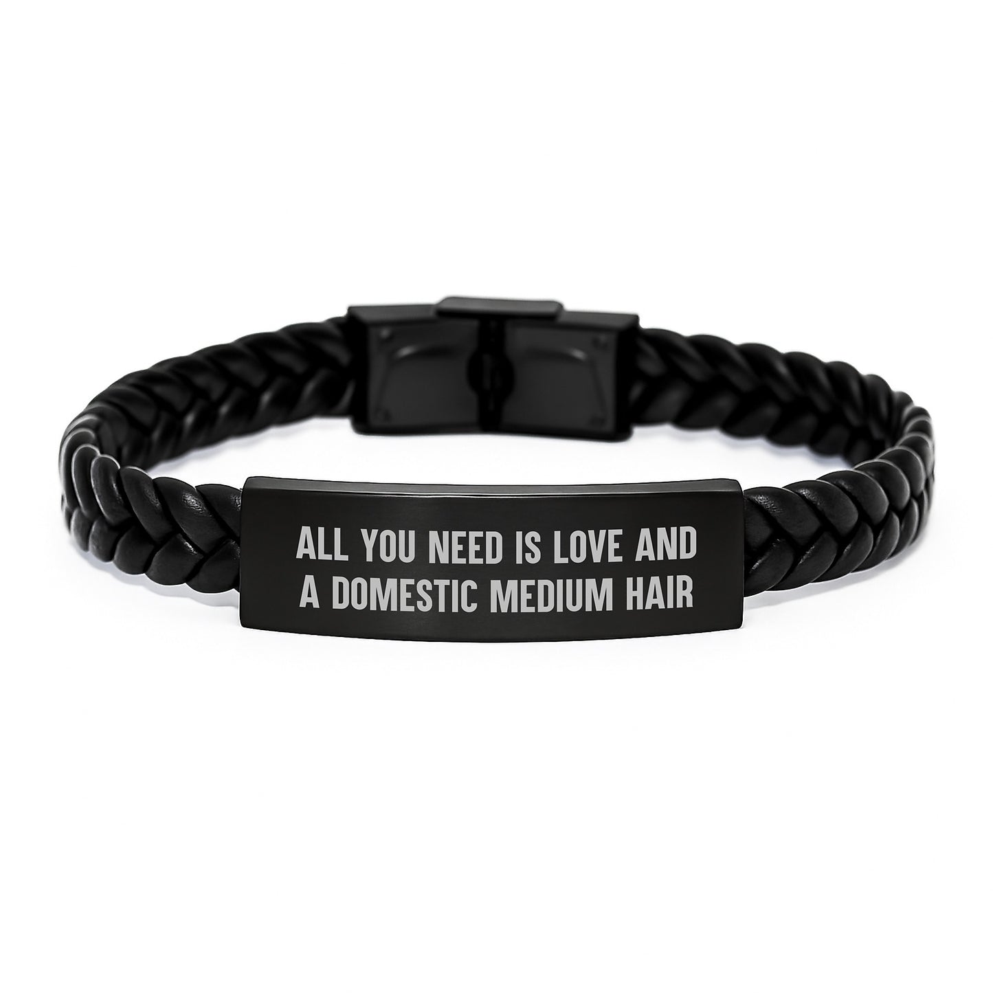 Gifts from Friends for Domestic Medium Hair Cat Lovers - Inspirational Interlaced Leather Bracelet with Engraved Stainless Steel and PU Leather for Graduation Unique Gifts - Image 1