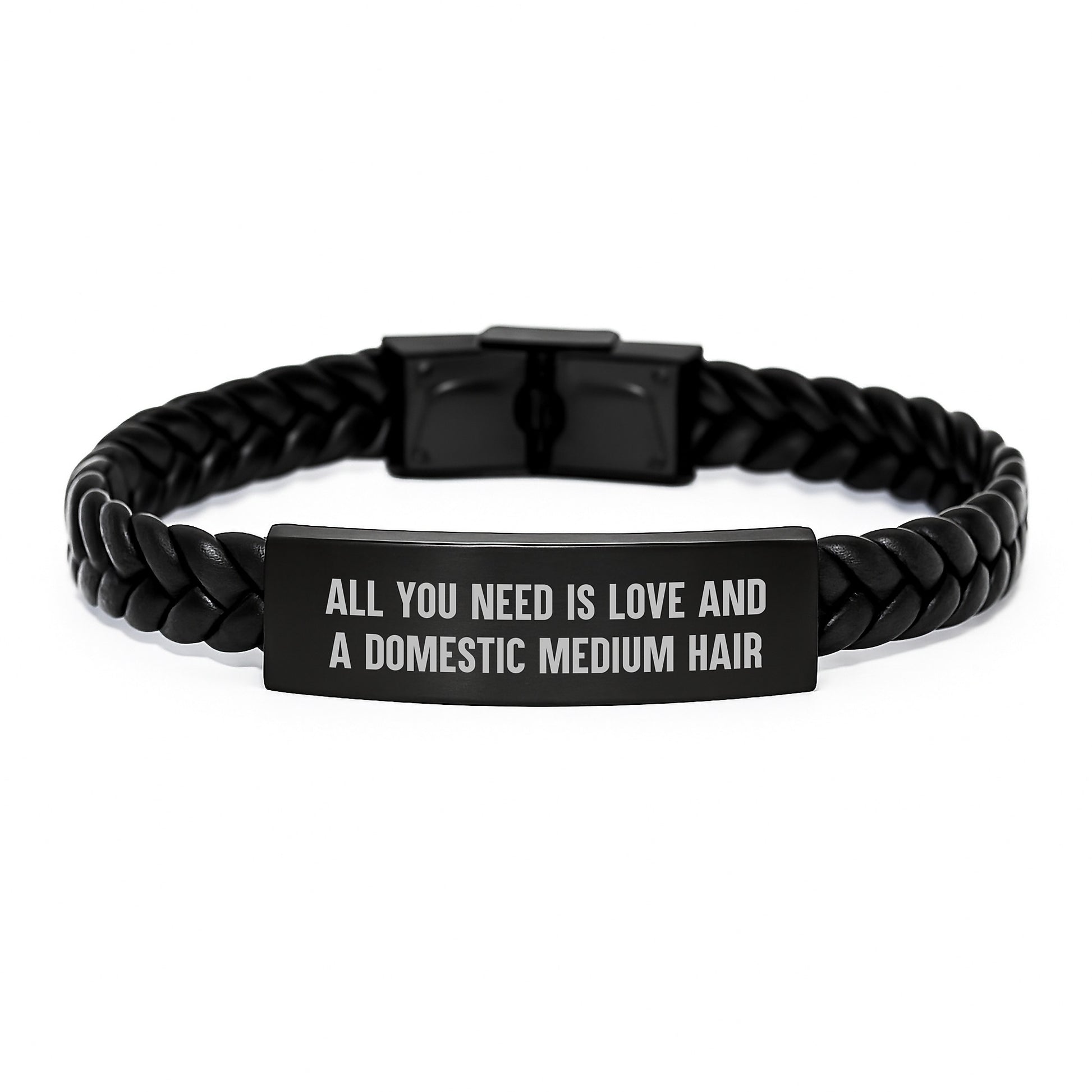 Gifts from Friends for Domestic Medium Hair Cat Lovers - Inspirational Interlaced Leather Bracelet with Engraved Stainless Steel and PU Leather for Graduation Unique Gifts - Image 1