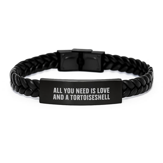 Tortoiseshell Cat Lover Gifts from Friends, Inspirational Interlaced Leather Bracelet for Women, All You Need Is Love And A Tortoiseshell, Unique Graduation - Image 1