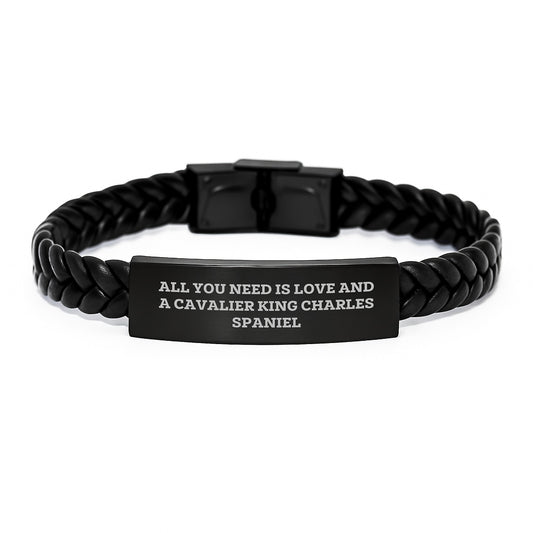 Cavalier King Charles Spaniel Dog Lover Interlaced Leather Bracelet Gifts from Friends and Family for Graduation - Image 1