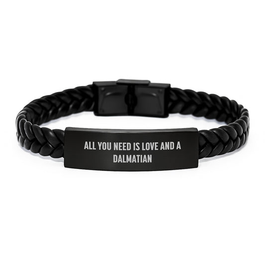 Dalmatian Dog Interlaced Leather Bracelet, Funny Dalmatian Dog Gifts for Men, Gifts from Friends for Graduation Unique - Image 1