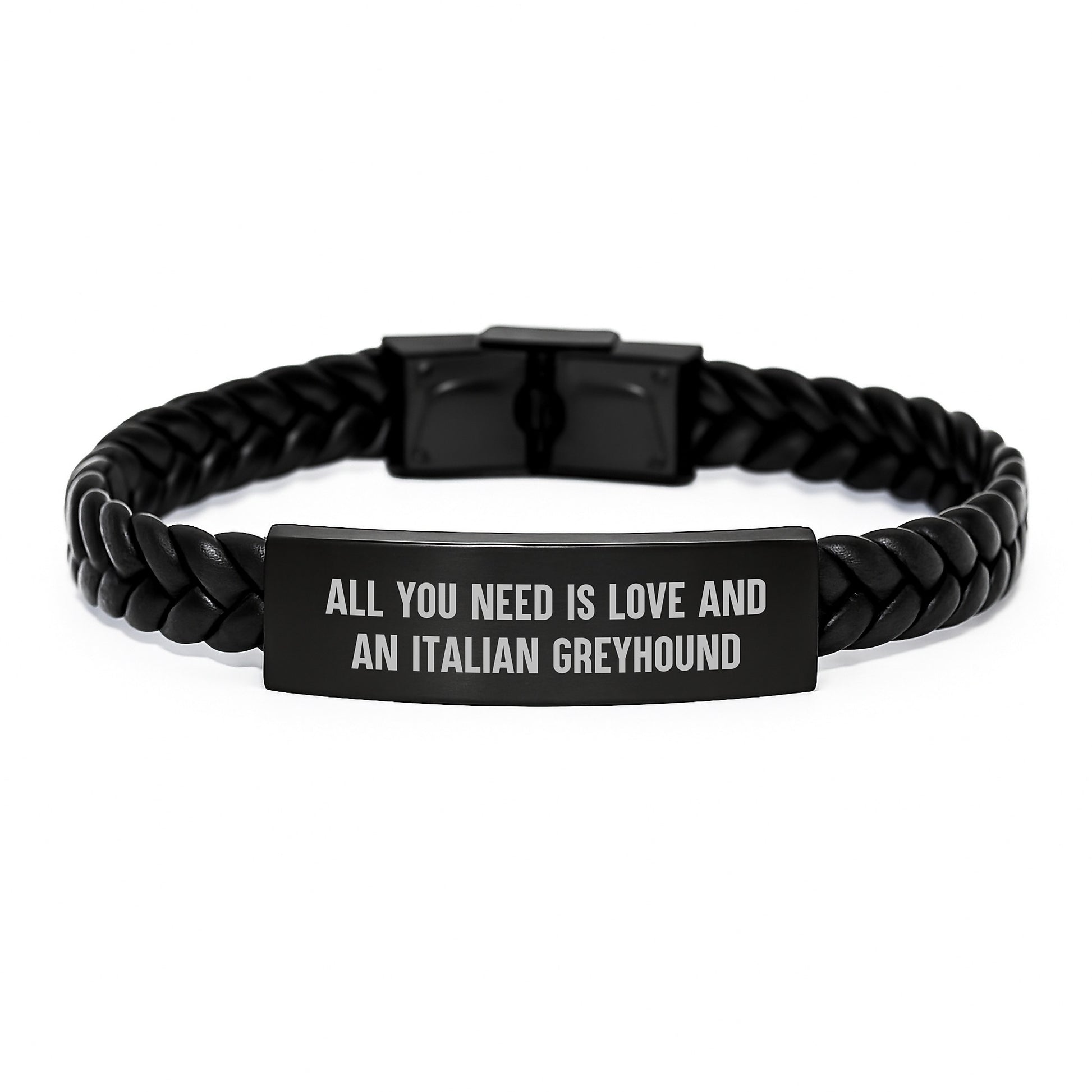 Funny Italian Greyhound Dog Gifts from Men to Friends, Italian Greyhound Dog Interlaced Leather Bracelet for Graduation Unique Gifts, All You Need Is Love And An Italian Greyhound - Image 1