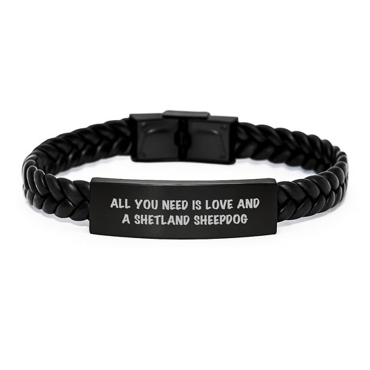 Shetland Sheepdog Lover Gifts from Friends, Funny Interlaced Leather Bracelet for Graduation Unique Gifts to Men, Women, Shetland Sheepdog Owners, Shetland Sheepdog Enthusiasts - Image 1