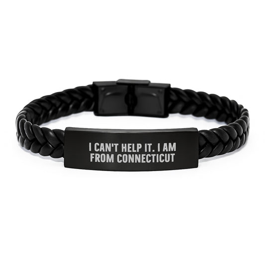 Connecticut Interlaced Leather Bracelets Funny Quote Gifts from Friends to Men for Graduation Unique - Image 1