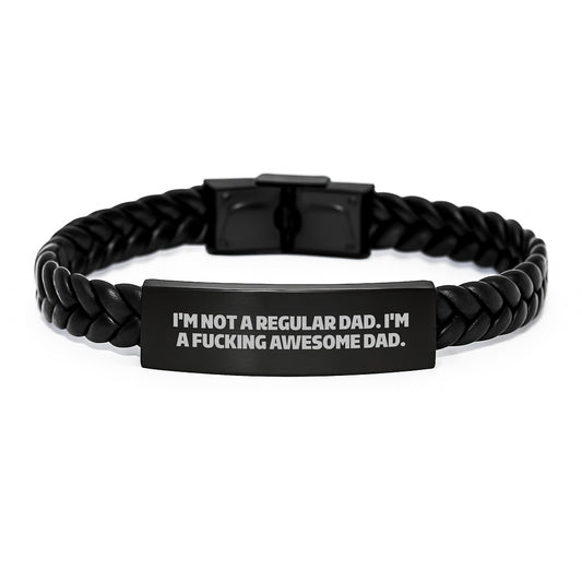 Funny Dad Gifts for Him, Unique Interlaced Leather Bracelet Valentine's Unique Gifts from Men to Dad - Image 1