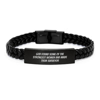 Load image into Gallery viewer, Funny Quote Surveyor Gifts for Men Christmas Unique Leather Bracelets from Friends, Interlaced Leather Bracelet for Surveyor Lovers, Strong Women Made Them Surveyor Engraved Stainless Steel - Image 1
