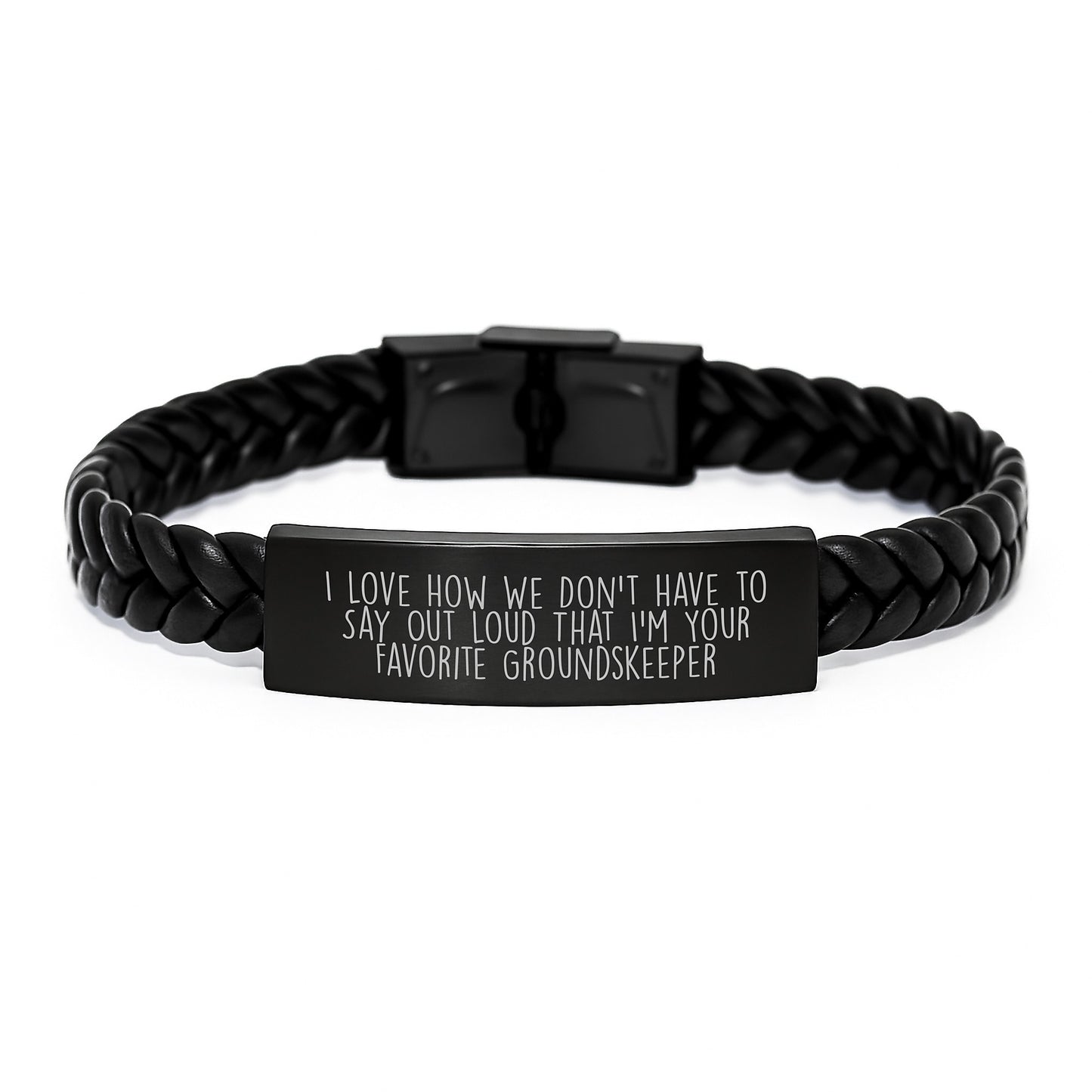Funny groundskeeper Gift for Birthday - Interlaced Leather Bracelet from Friend, Unique groundskeeper Gifts for Men - Image 1