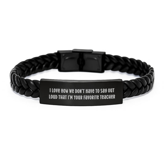 Teacher Favorite Gifts Interlaced Leather Bracelet Funny Quote from Friends, Unique Graduation Presents for Men Women Coworkers Family - Image 1