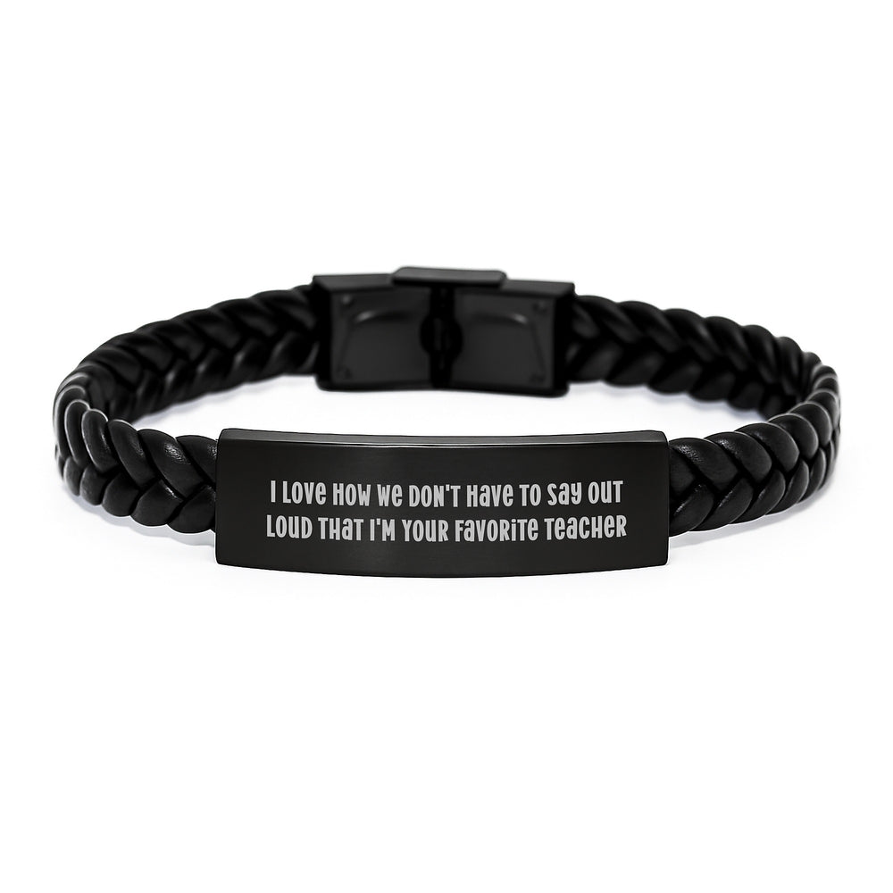 Teacher Favorite Gifts Interlaced Leather Bracelet Funny Quote from Friends, Unique Graduation Presents for Men Women Coworkers Family - Image 1
