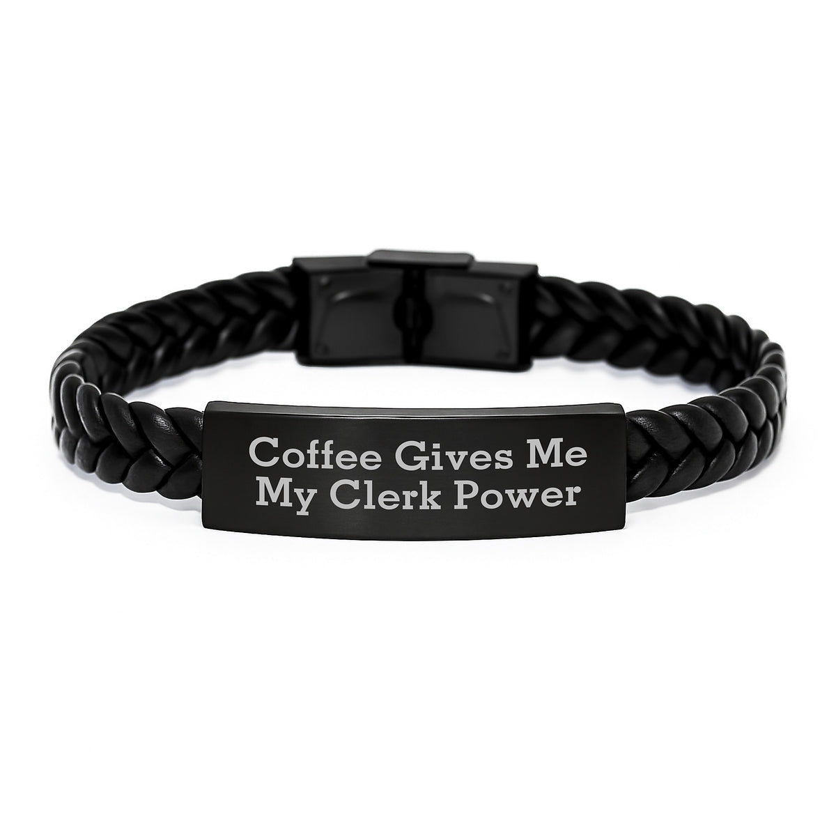 Funny Clerk Gifts, Christmas Unique Interlaced Leather Bracelet, Gifts for Men from Family, Coffee Gives Me My Power - Image 1